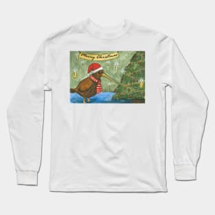 kiwi christmas scene Long Sleeve T-Shirt